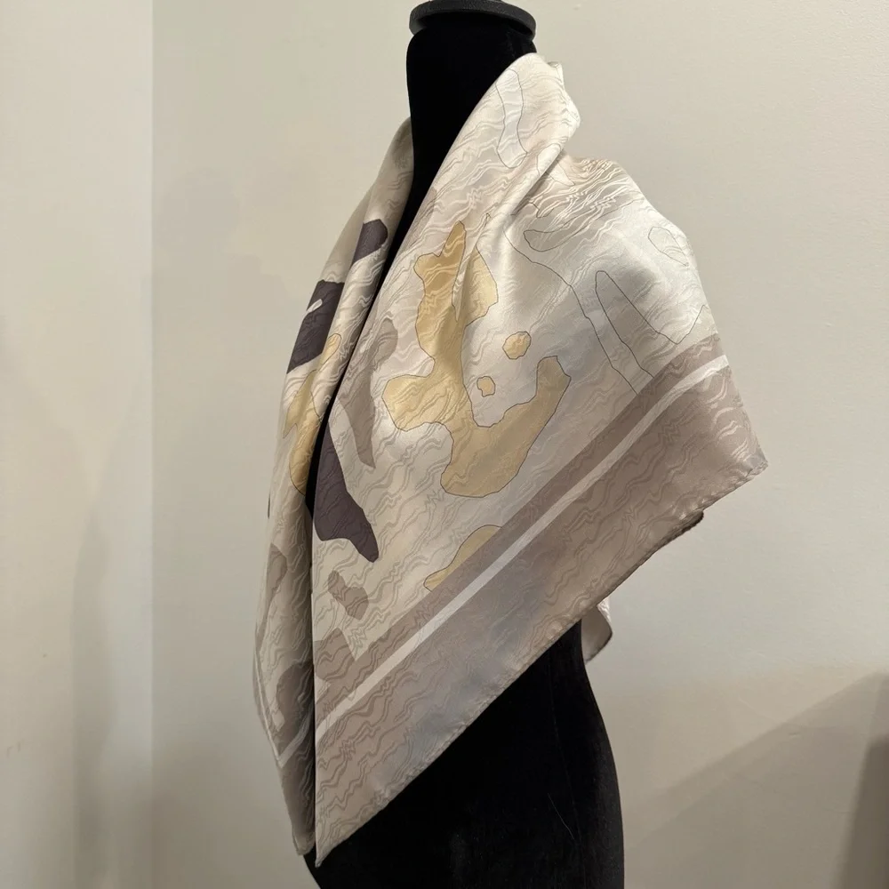 Mercedes Abstract Patterned Silk Scarf 34”